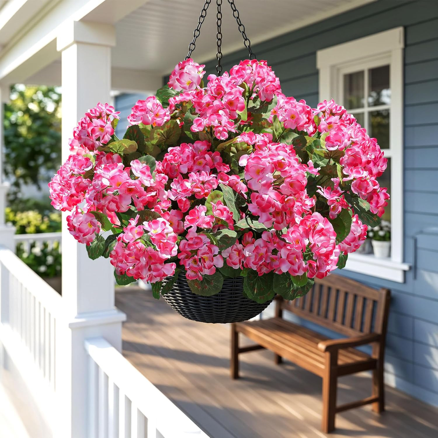 Artificial Geranium Fake Flowers for Outdoors Decoration, 6 Bundles Silk Geraniu