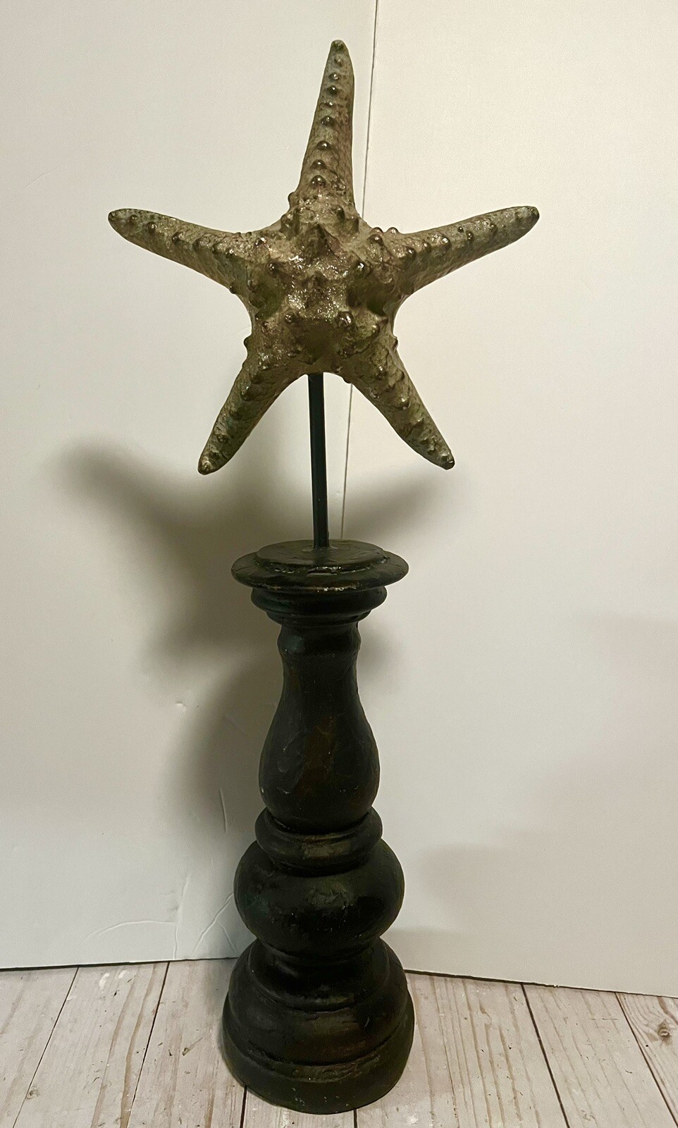 Beautiful Starfish On Tall Wooden Wood Stand Nautical Beach Decor
