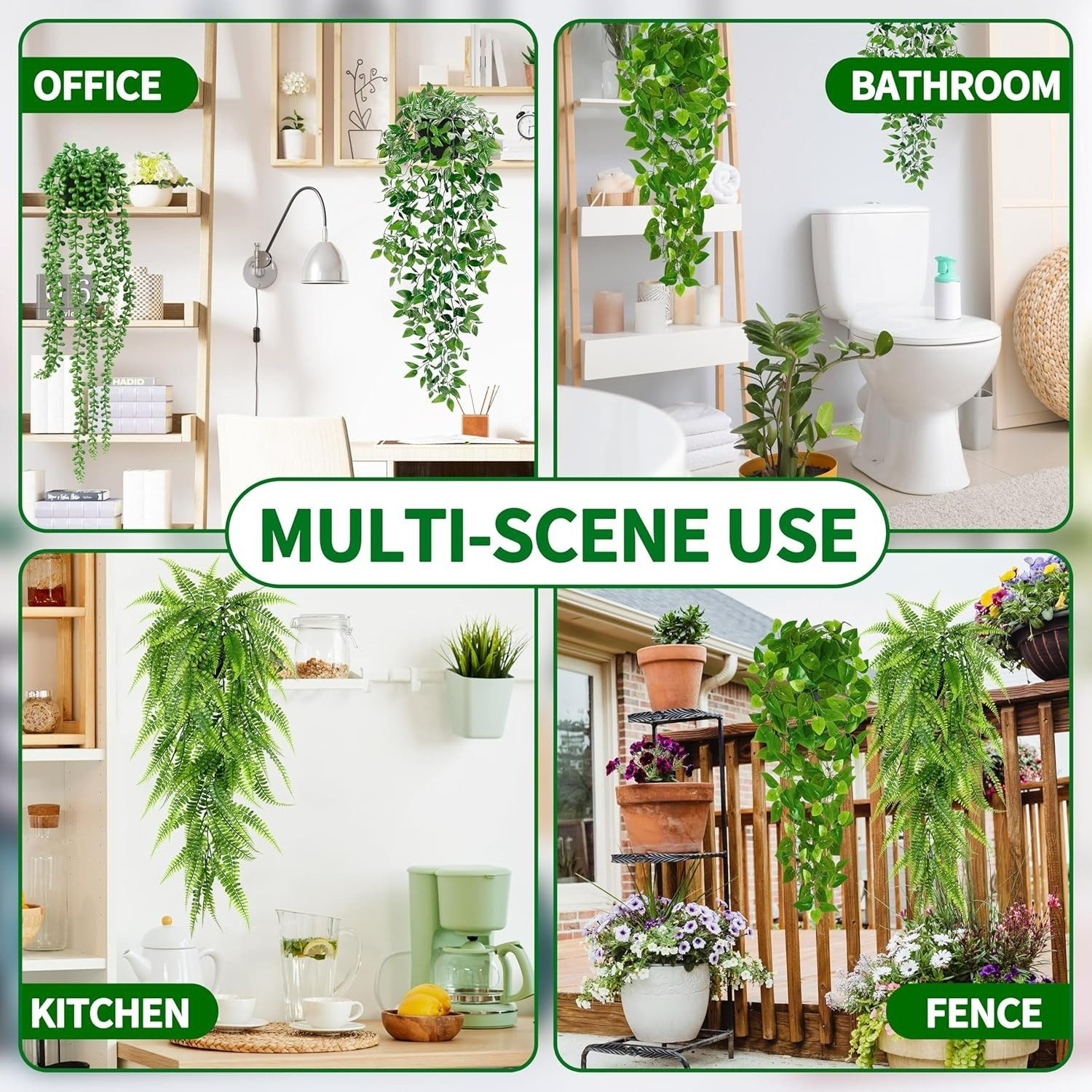 Stylish 4 Pack Fake Potted Plants – Mandala Vine & Pearl String for Home Decor