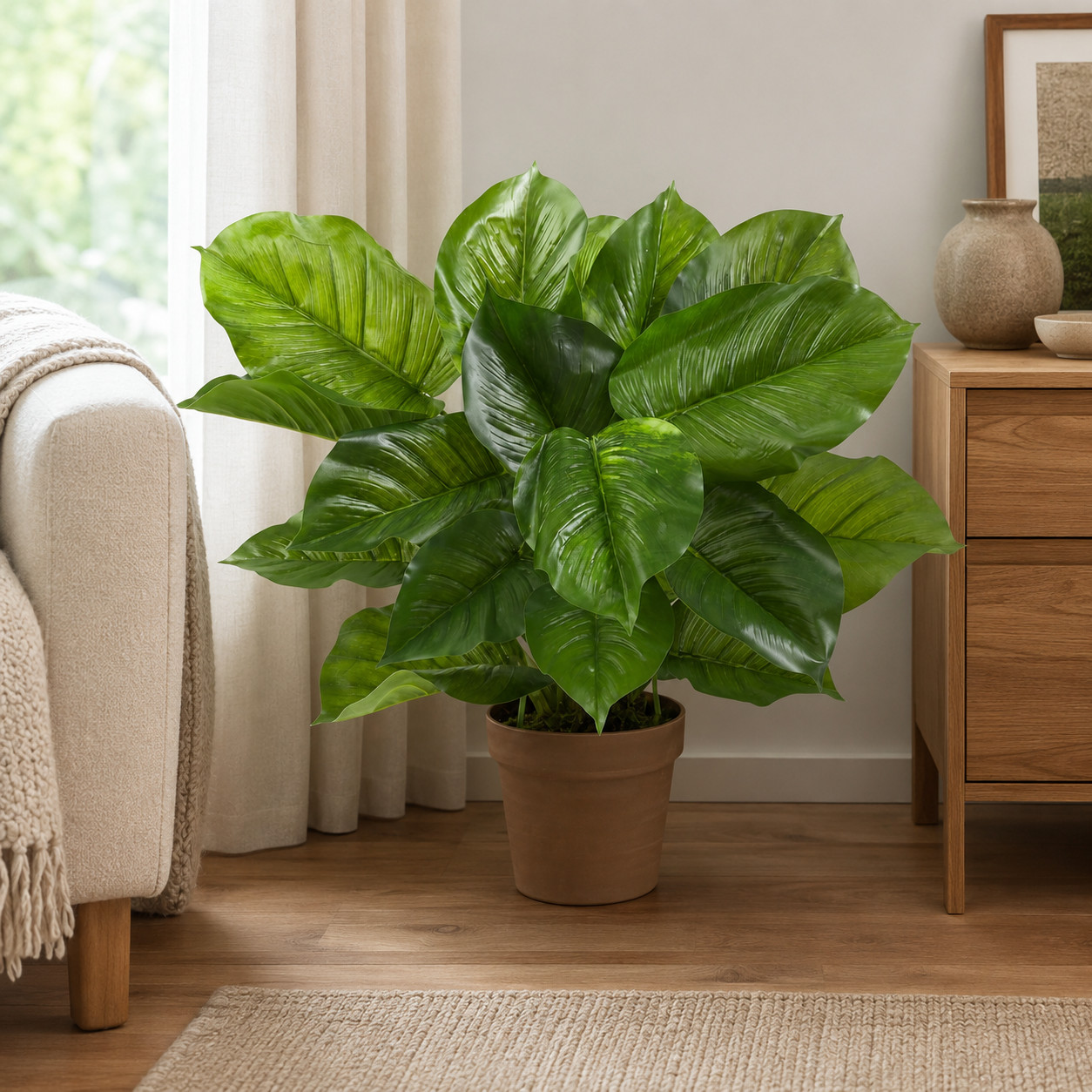 27″ Large Leaf Philodendron Silk Plant (Real Touch)