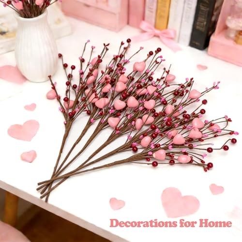 Valentine’s Day Decoration Pink Heart Picks Floral Gifts for Her Valentines