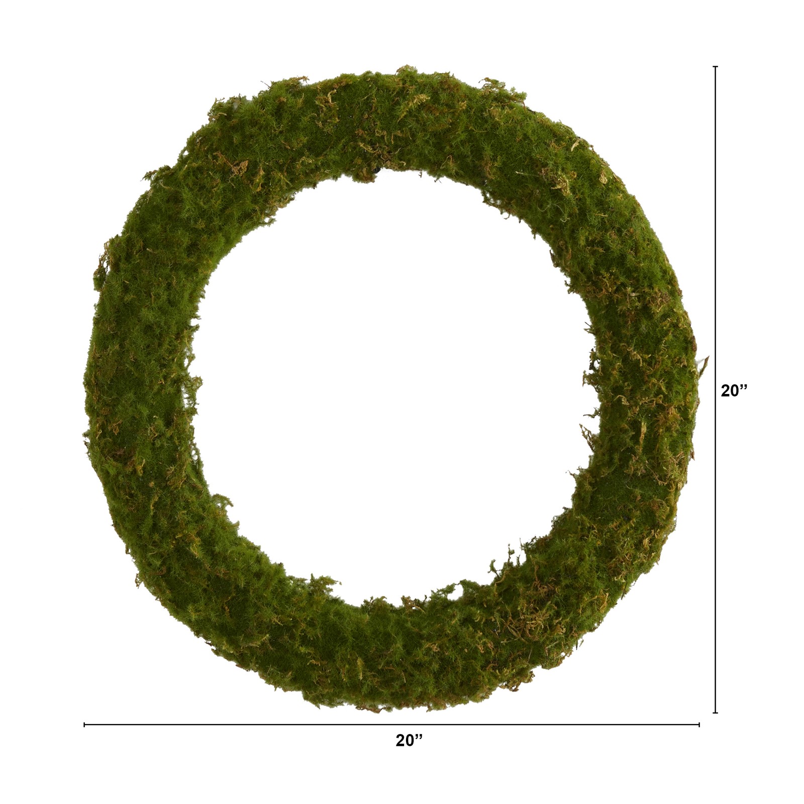 Nearly Natural 20″ Moss Artificial Wreath in Green