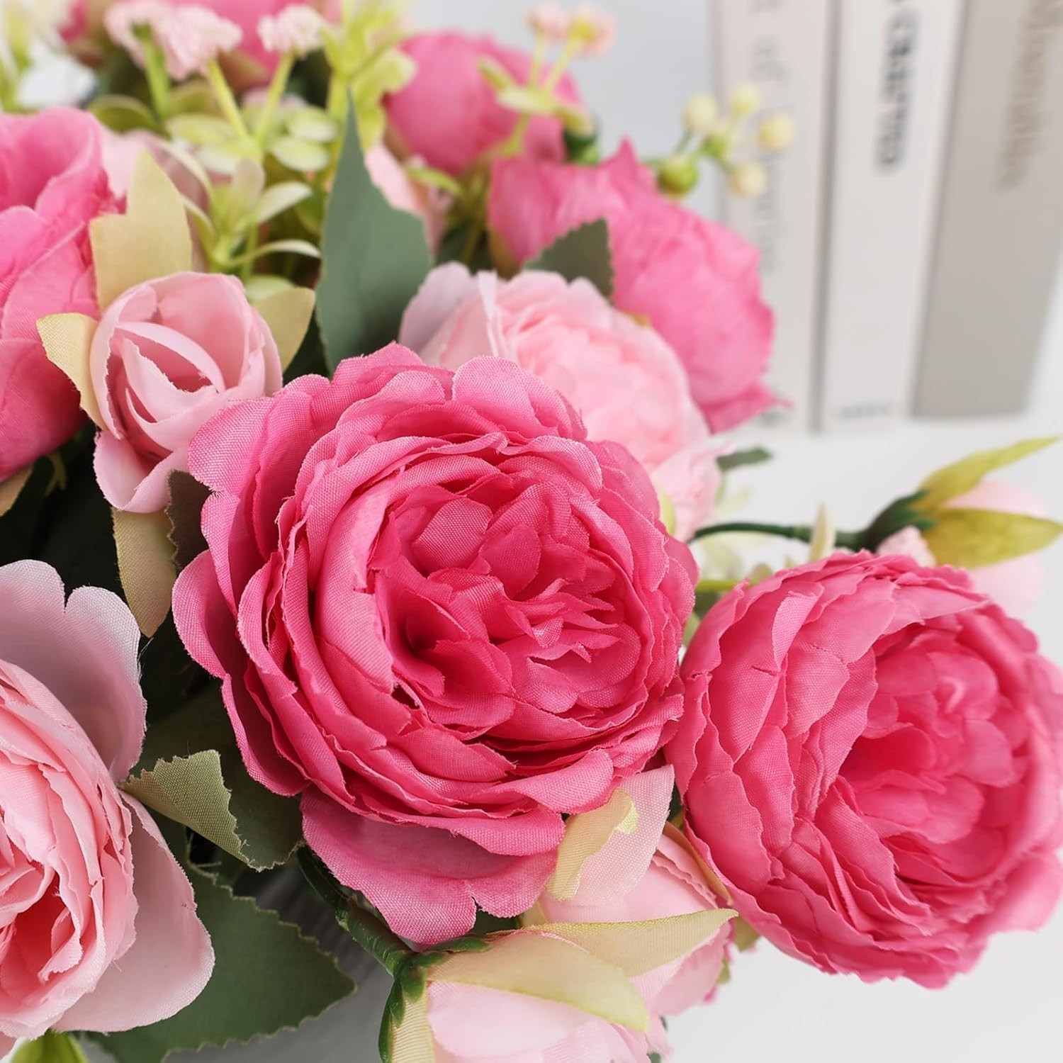 Artificial Flowers 2 Bundles Pink Artificial Peonies Fake Peony Bulk Silk Flo…