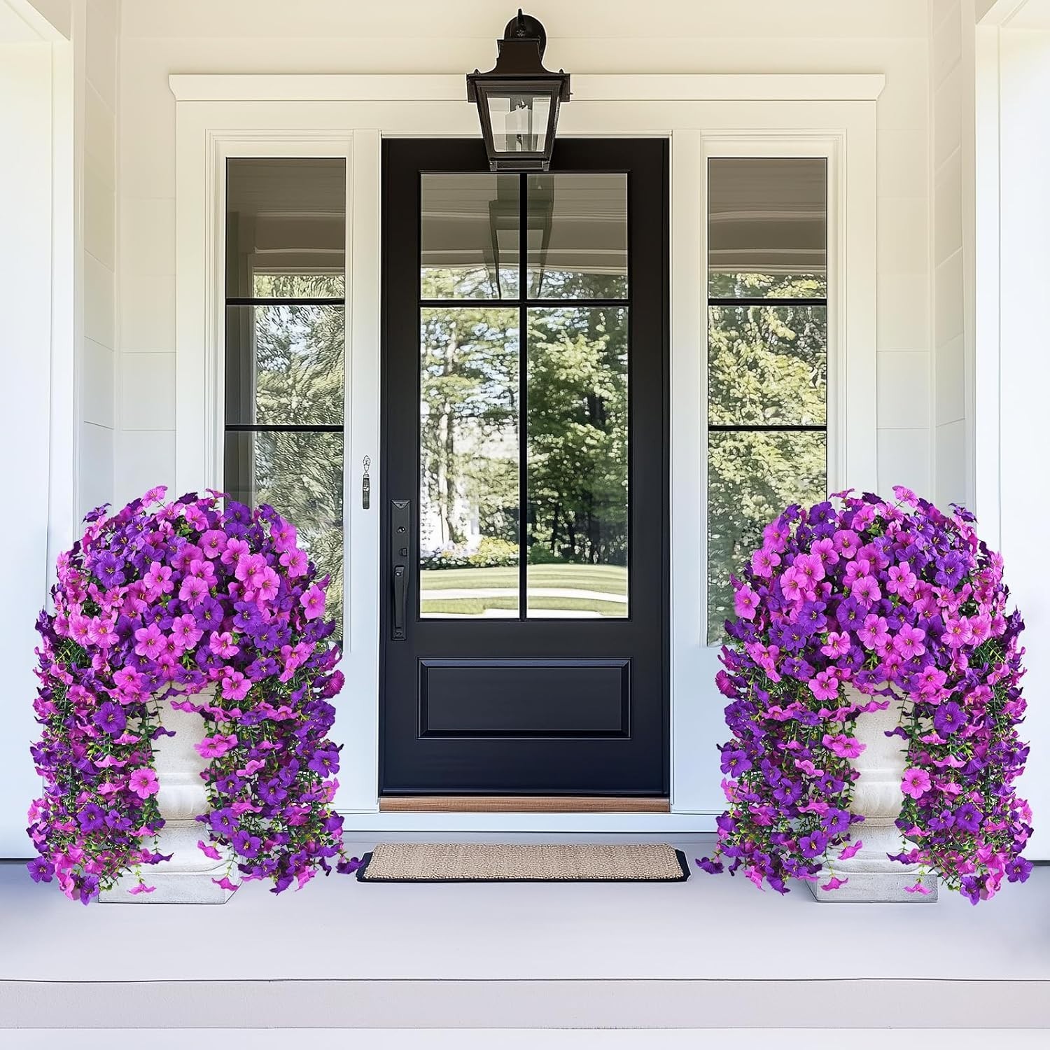 Lifelike Artificial Flowers Set of 2 – Perfect for Hanging Baskets & Patios