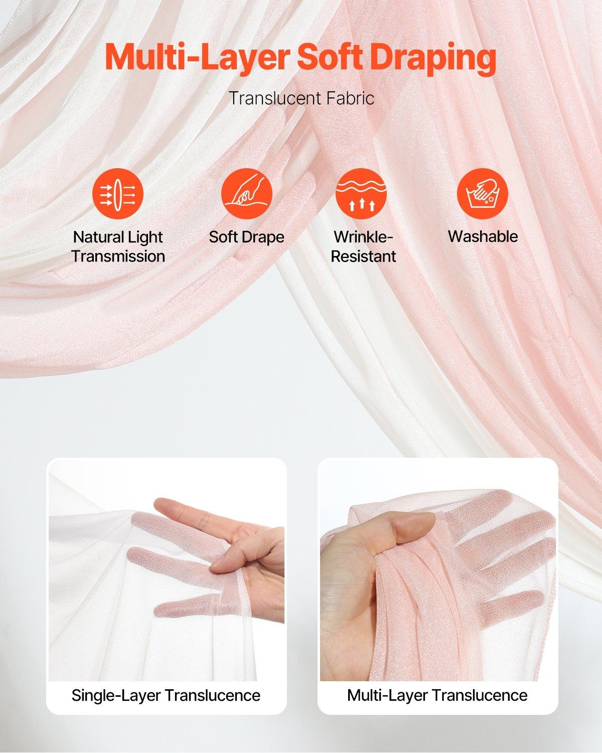 Reusable Wedding Arch Flowers with Soft Touch Sheer Drape