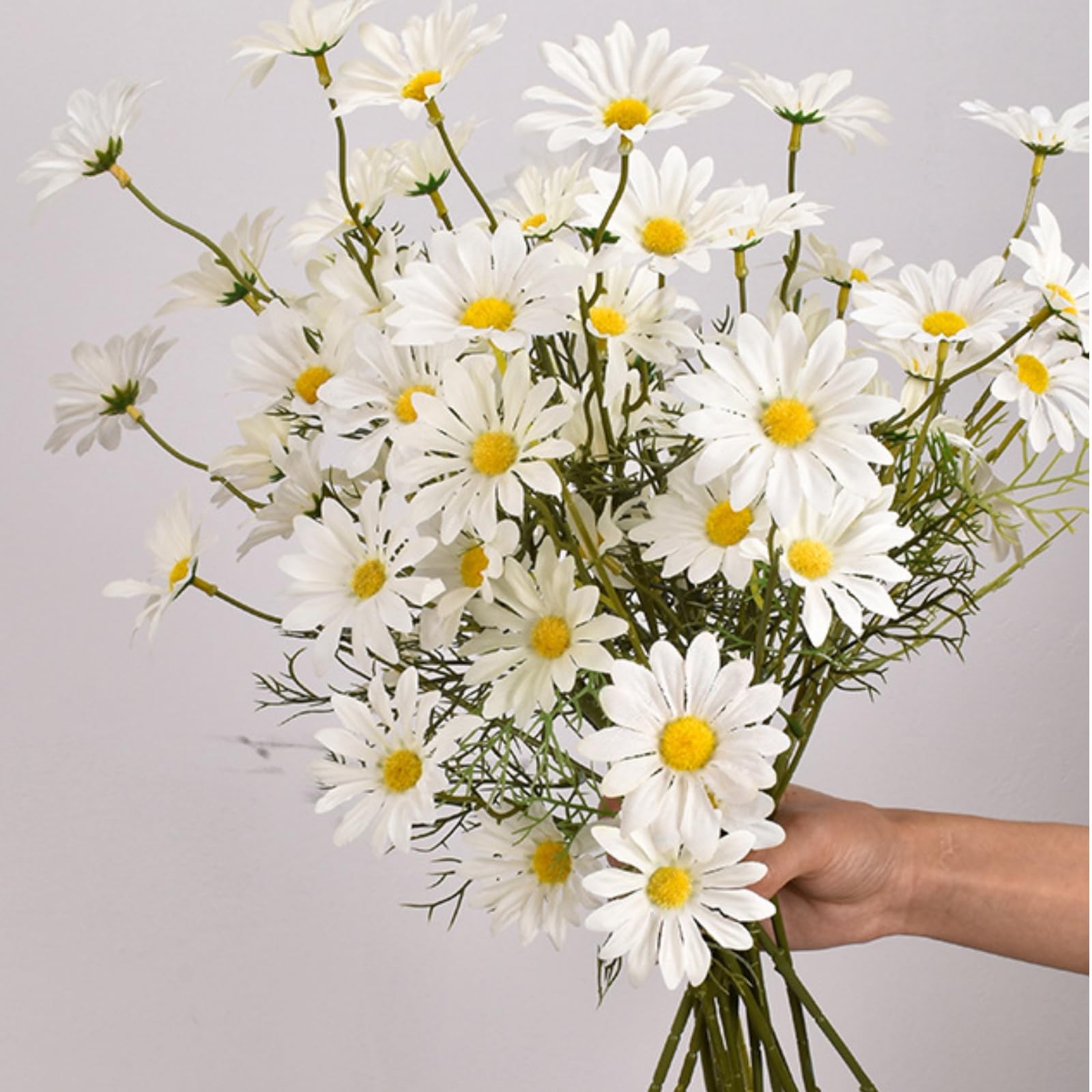 Artificial Flowers 8 Bundles 20” White Artificial Daisy Flowers UV Resistant …