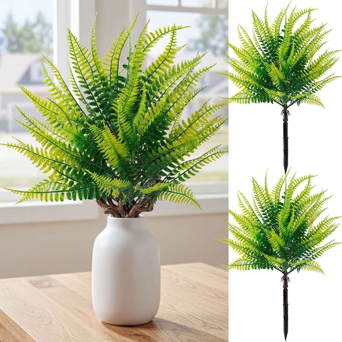 Large Artificial Fake Boston Fern Bundle Plants Bushes Ferns Outdoor Decor LOT