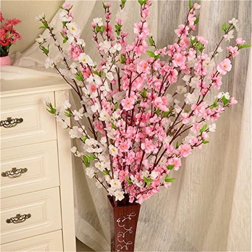 Asdomo 10PCS Artificial Cherry Blossom Branches Silk Spring Peach Blossom Fake