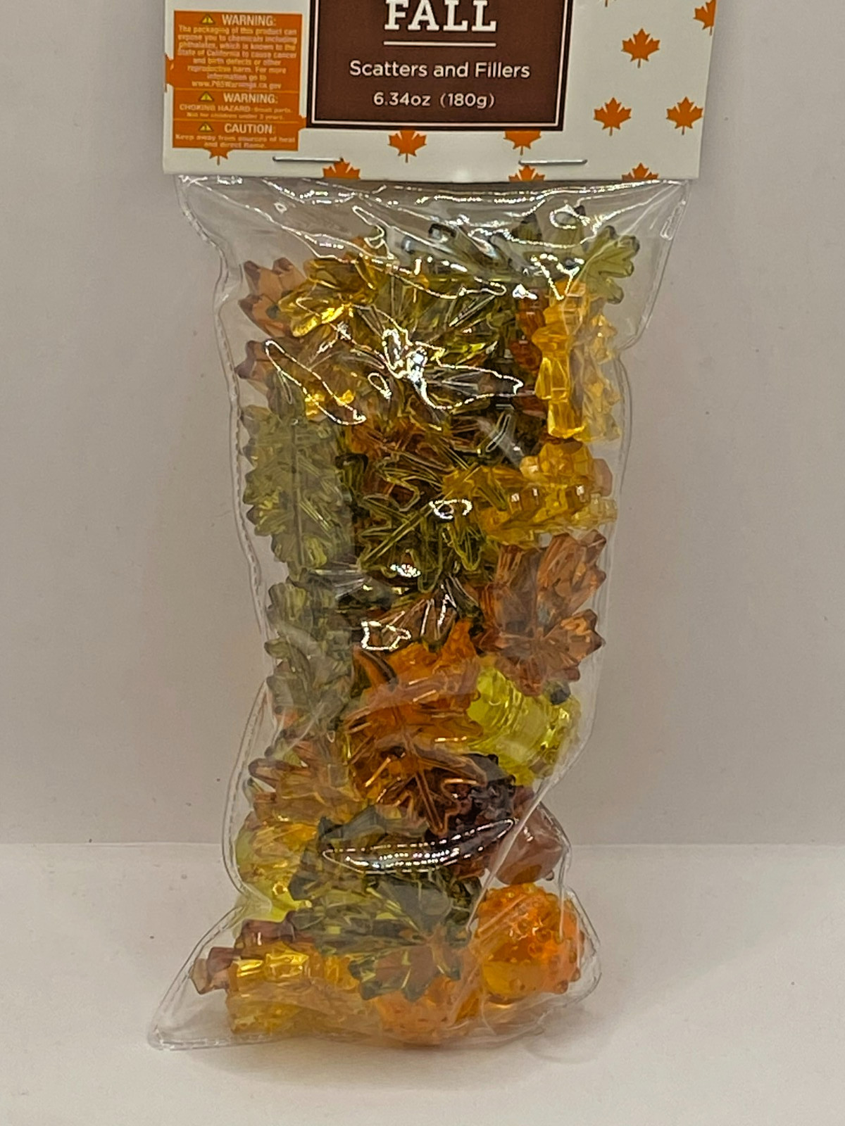 NEW ACRYLIC FALL MUSHROOMS LEAVES TABLE SCATTER VASE FILLER 6.34 OZ BAG