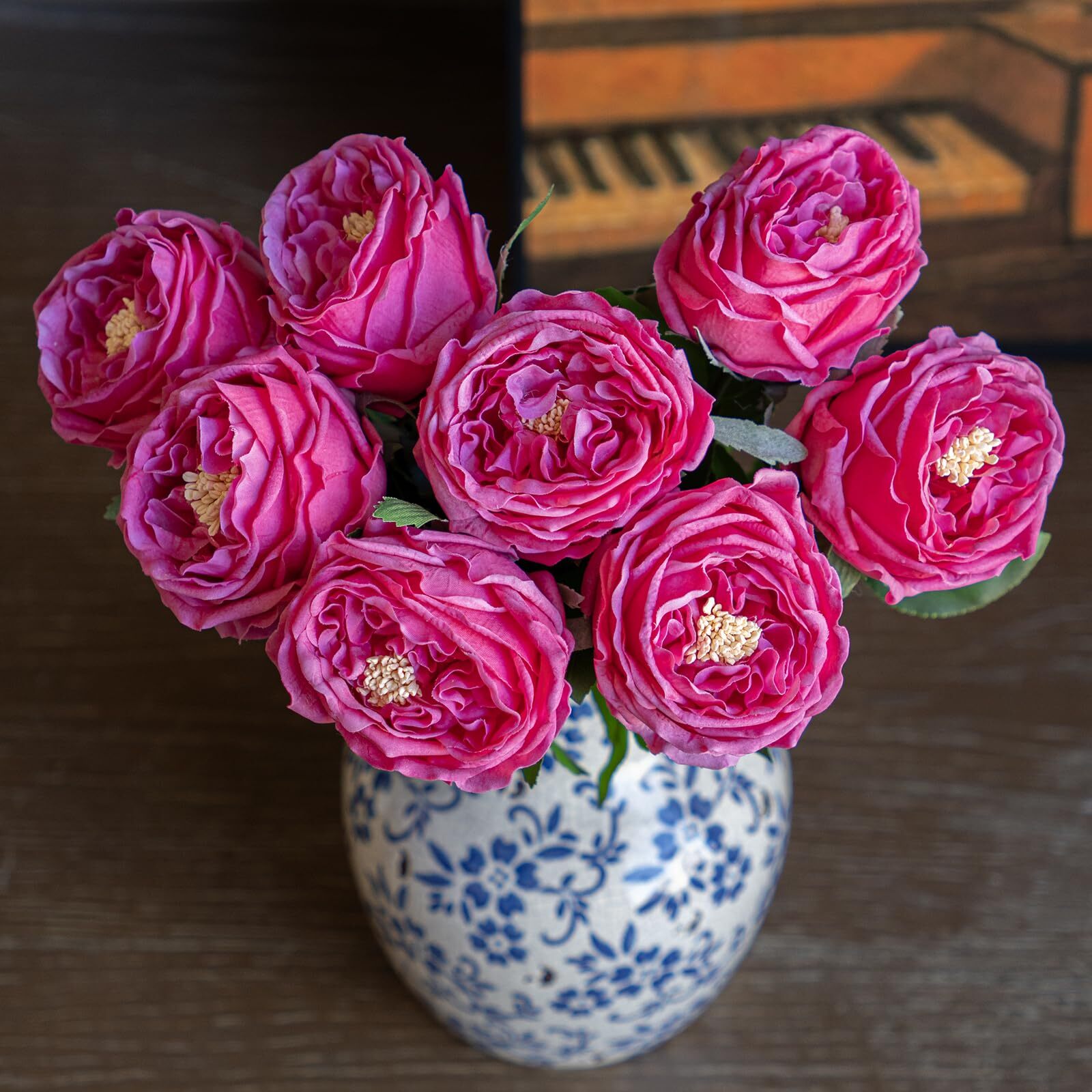 Rose Red Fake Flowers 4pcs Real Touch Artificial Rose Peony Home Decor