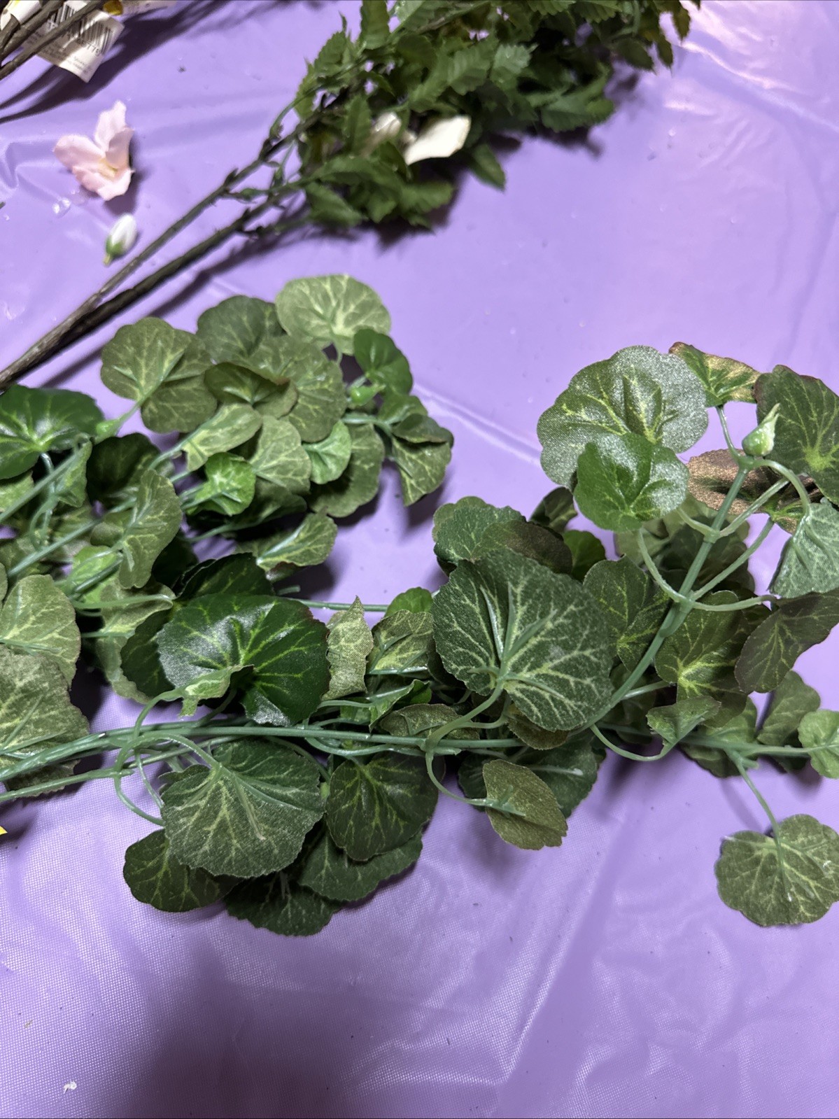 #A11 Lot 3. Artificial flowers and leaves for decorations 2+ lbs