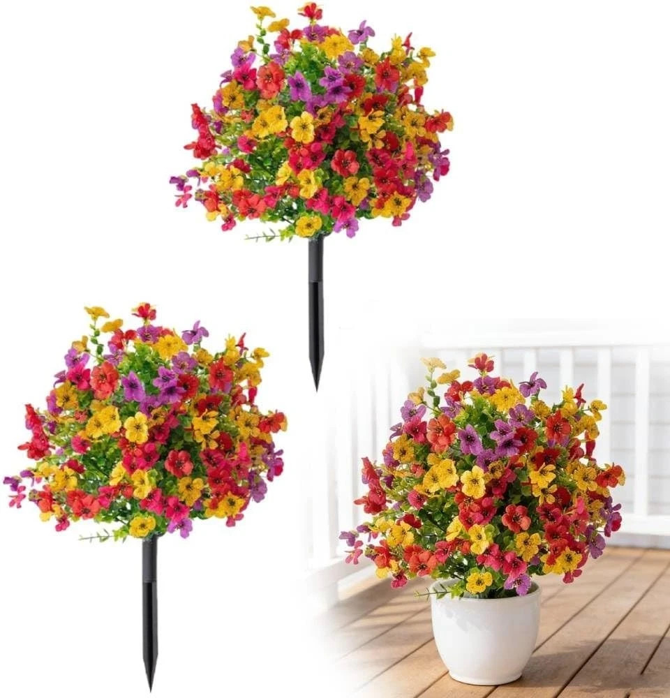 UV Resistant Artificial Flowers: 16″ Waterproof Outdoor Faux Plants for Garden