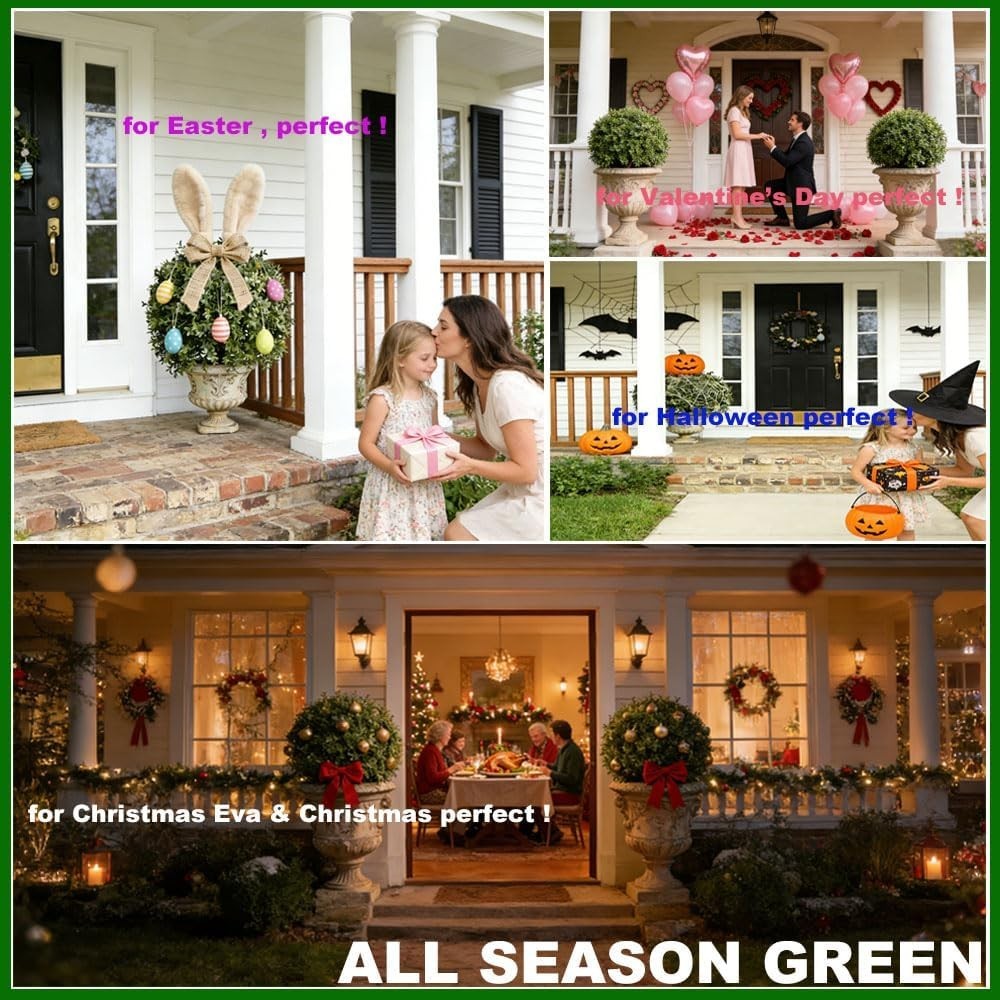2’T 19”D Topiaries Trees Artificial Outdoors 2 Pack Fake Boxwood Bushes Outs…