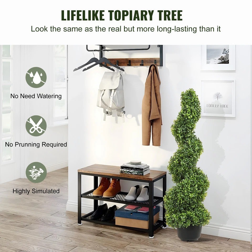 2pcs 4′ Artificial Topiary Spiral Tree Faux Plant In/Outdoor Home Decor