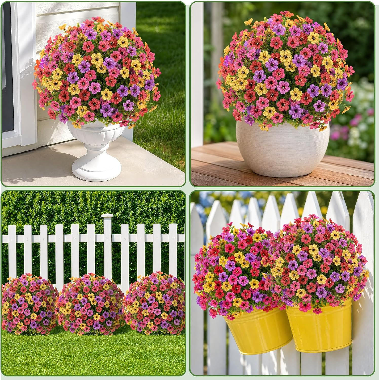 22″ UV Resistant Artificial Topiary Ball Flowers for Indoor/Outdoor Decor – 2 Pc