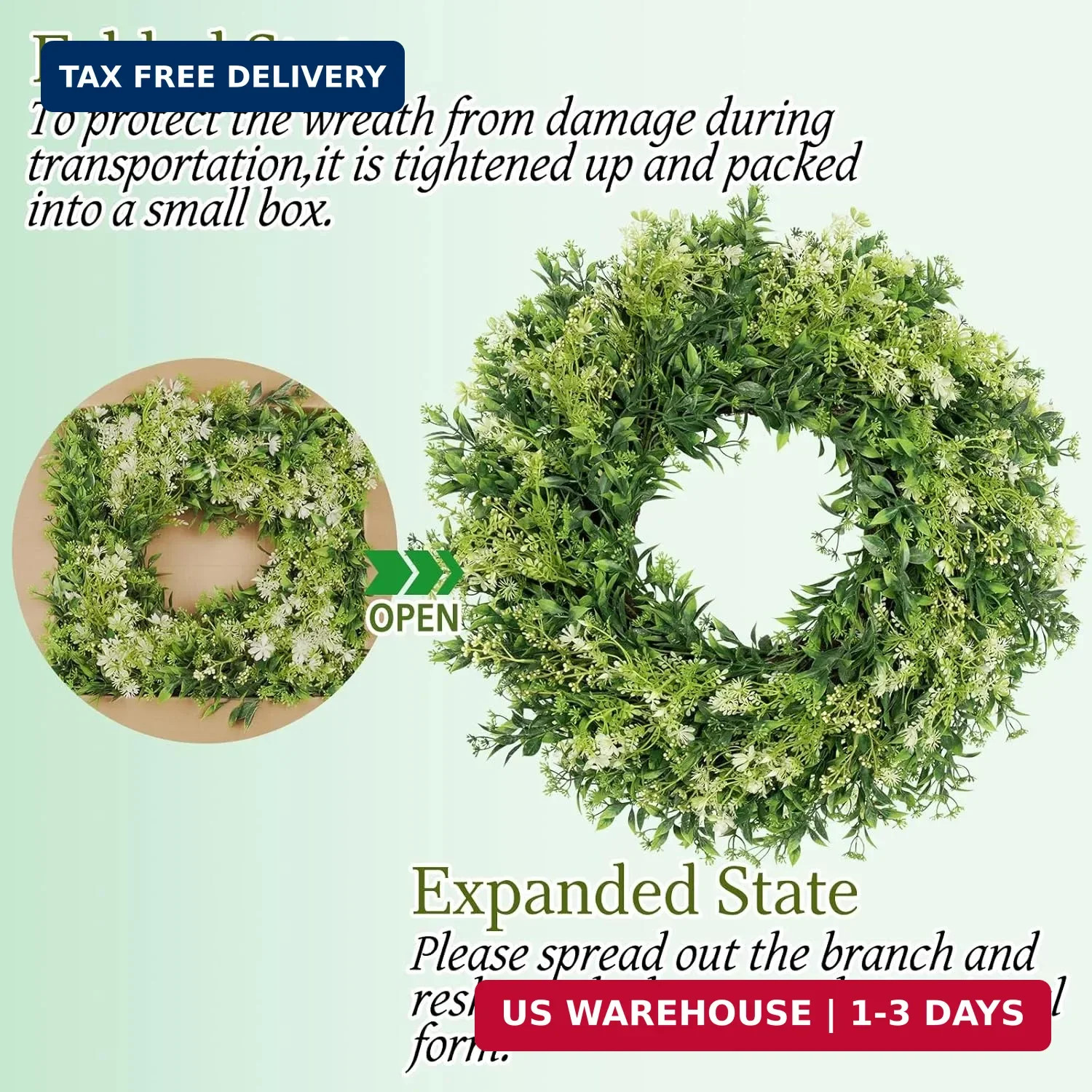 28 Inch Large Eucalyptus Wreaths for Front Door Artificial Green Leaves Greenery