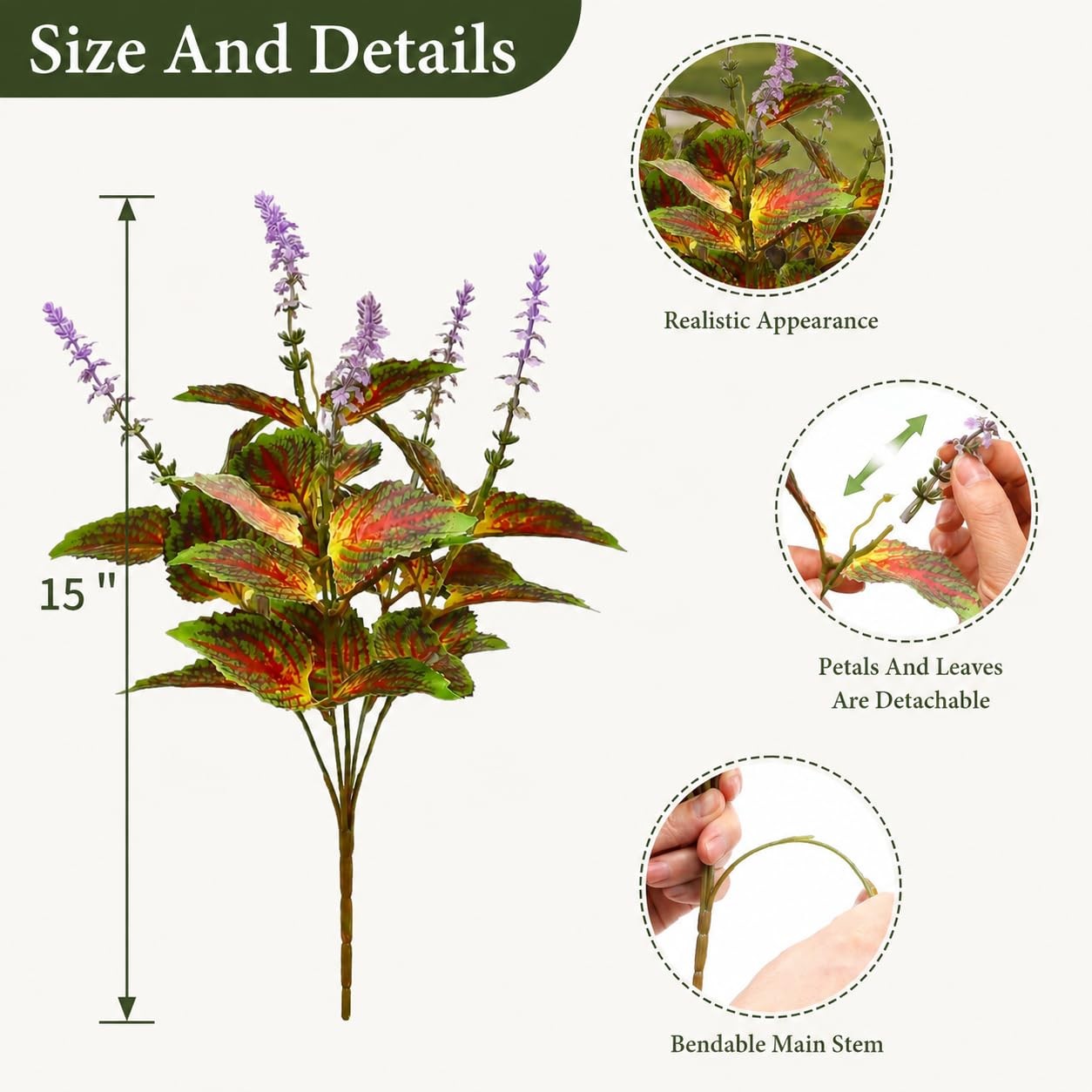 Artificial Coleus Flowers for Outdoor Planters, Realistic Faux Coleus Plant w…