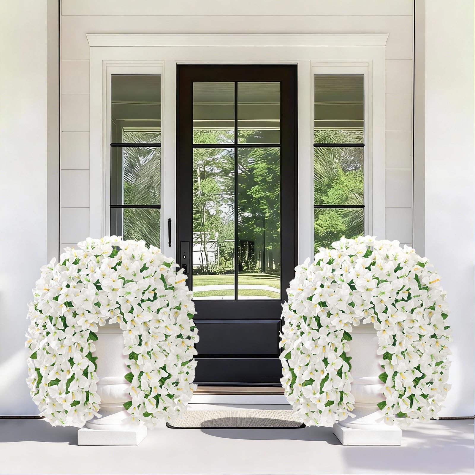 2Pcs Faux Artificial Bougainvillea Flowers for Outdoors, UV Resistant Artific…