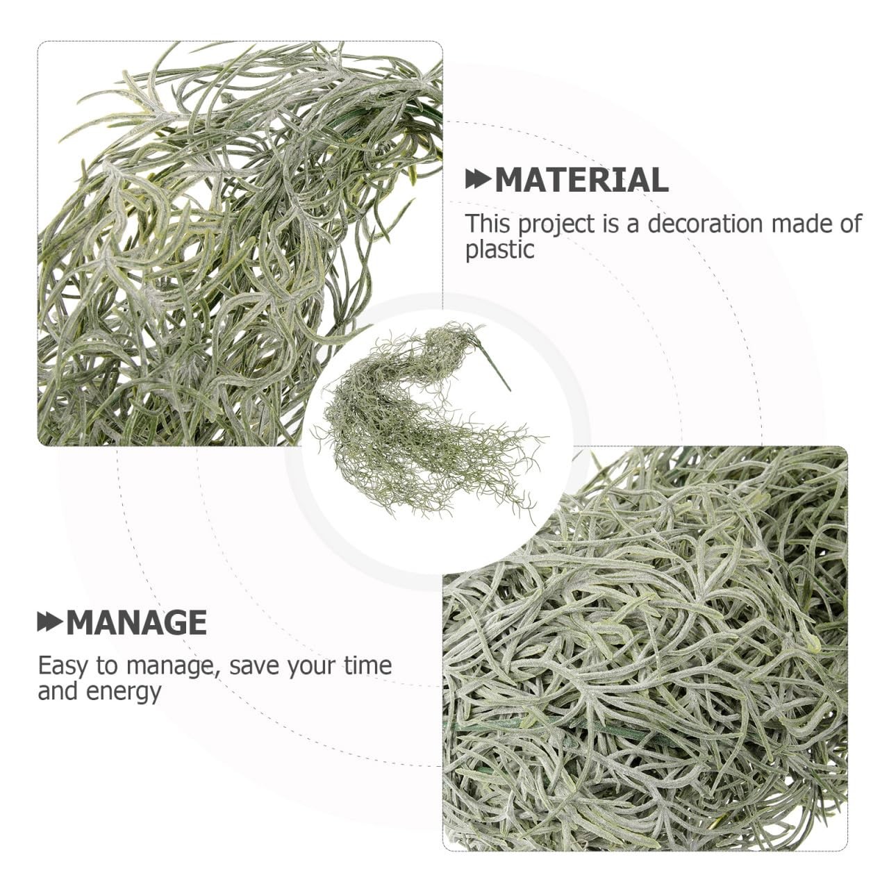 36 Inch Faux Hanging Moss Decor for Indoor Potted Plants Artificial Dried Mos…
