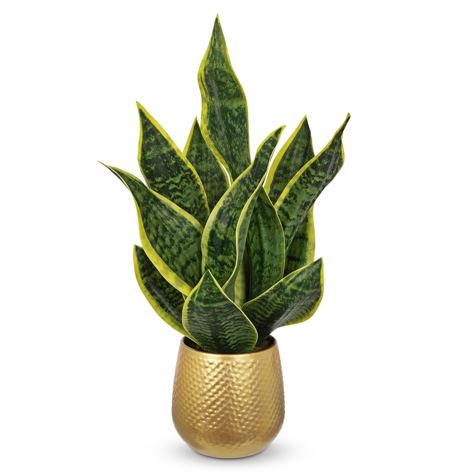 Artificial Snake Plant Gold Pot 18 Faux Sansevieria Potted Office Home Decor
