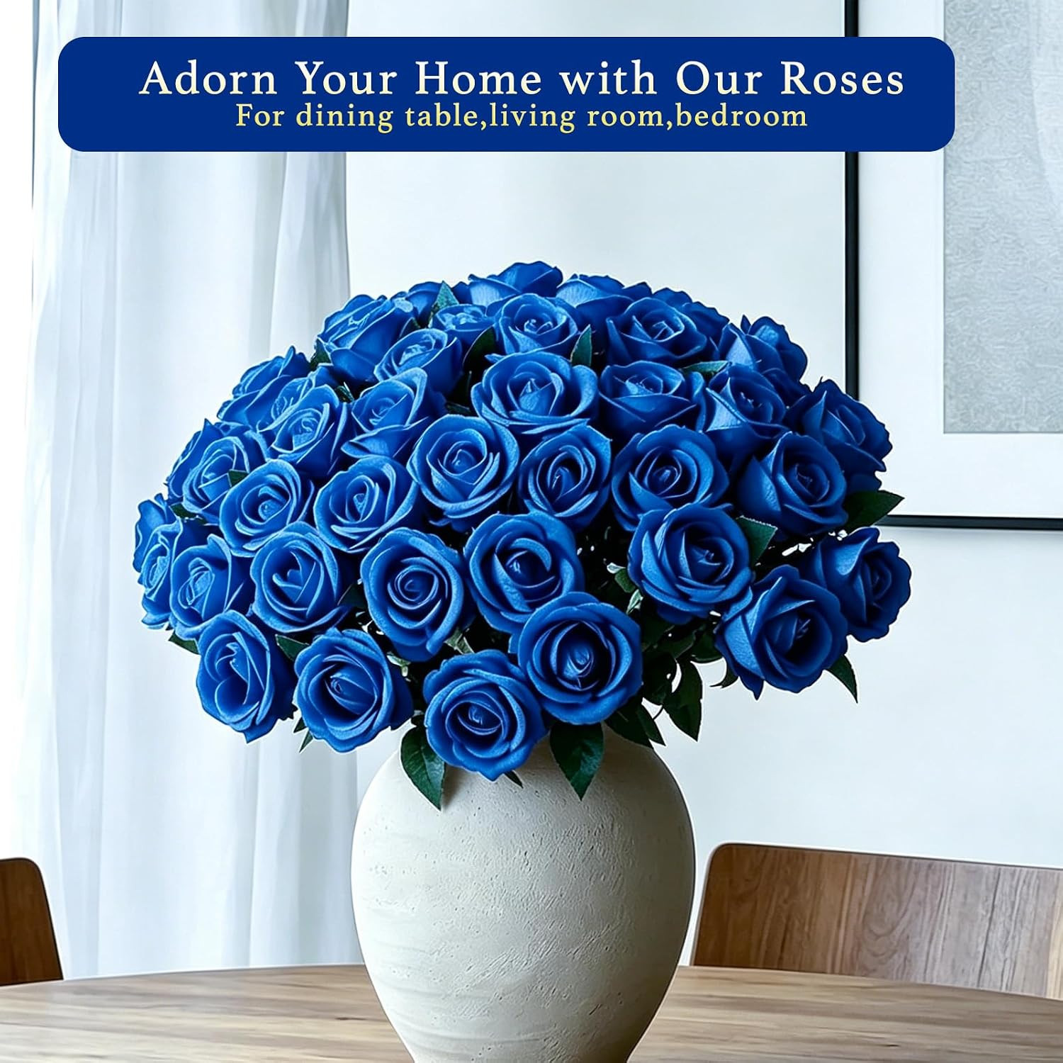 12 Pcs Blue Roses Artificial Flowers, Fake Velvet Silk Rose Bulk Faux Flower,…