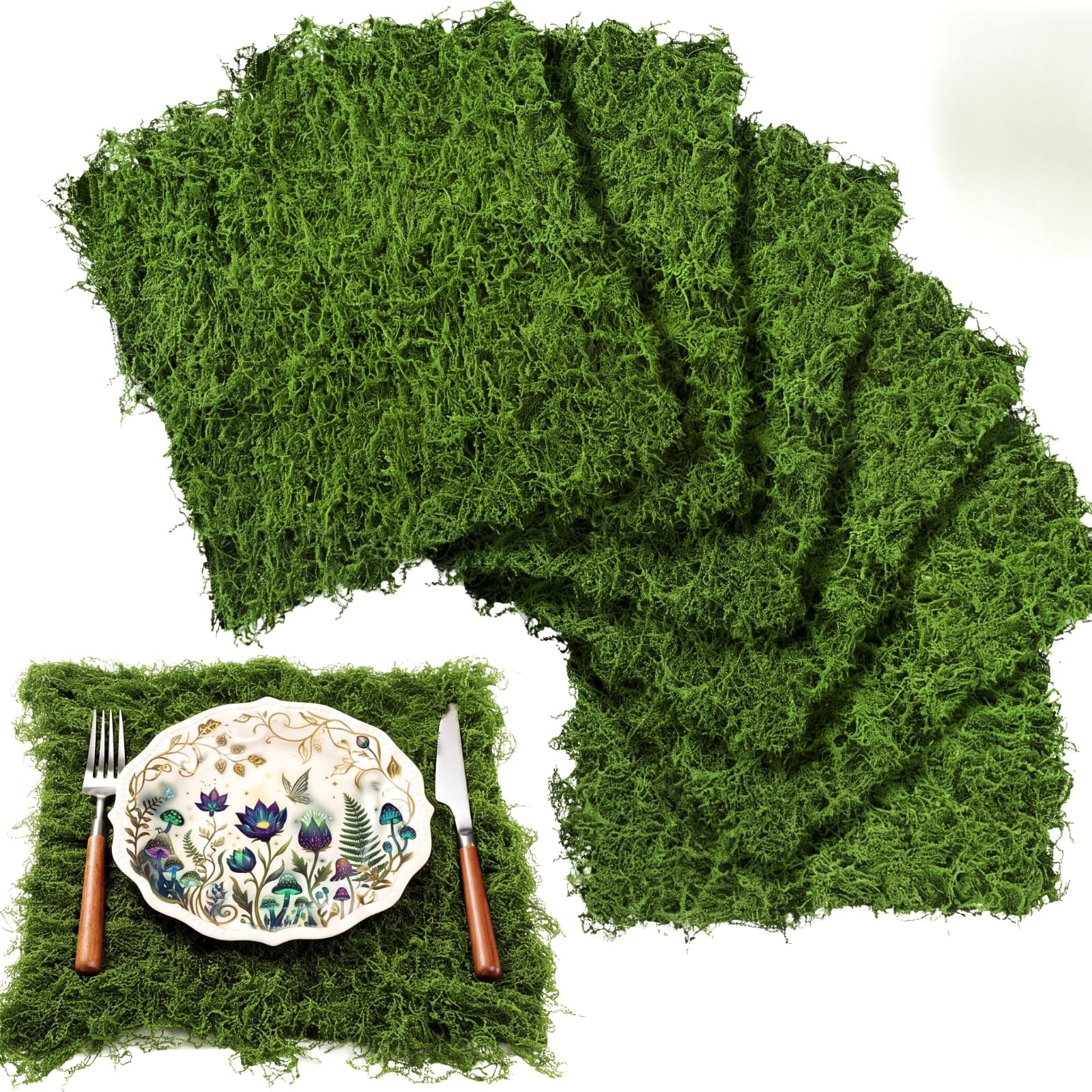 Zeyune 6 Pcs Artificial Moss Mat Roll for Wonderland Party Decoration Waterpr…