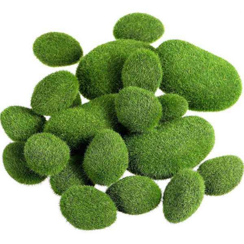 40 Pieces 2 Sizes Rocks Decorative Faux Green Moss Covered1439