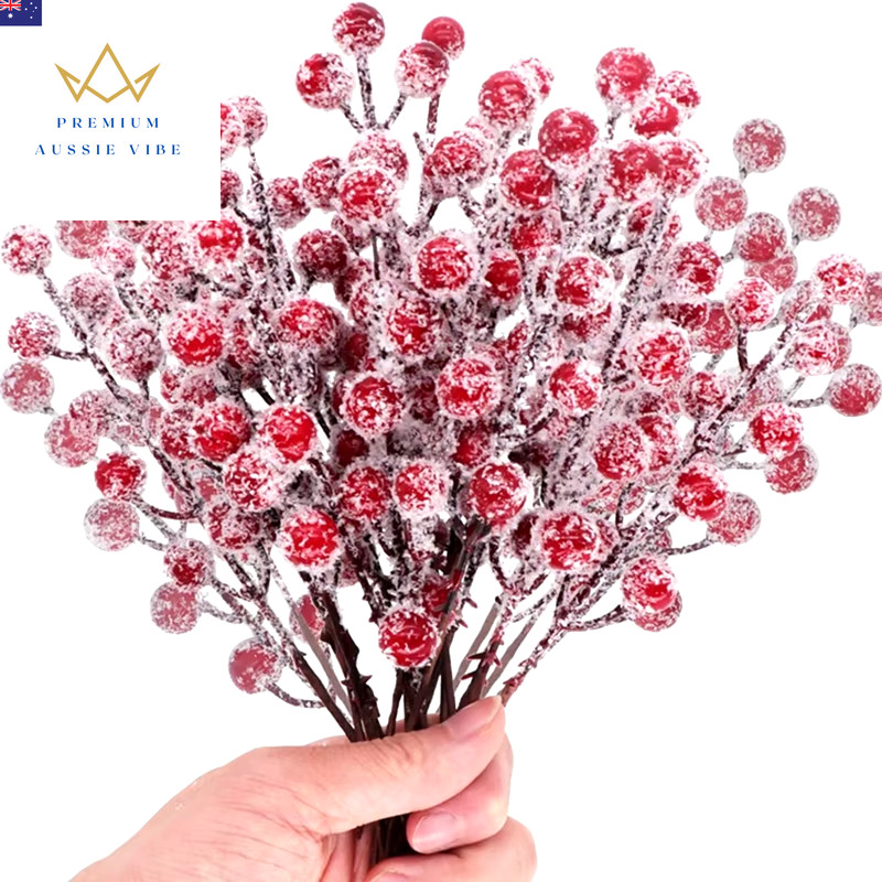 5/10Pcs Chritsmas Decoration Snowflake Red Berry Branche Chritsmas Tree Pendant