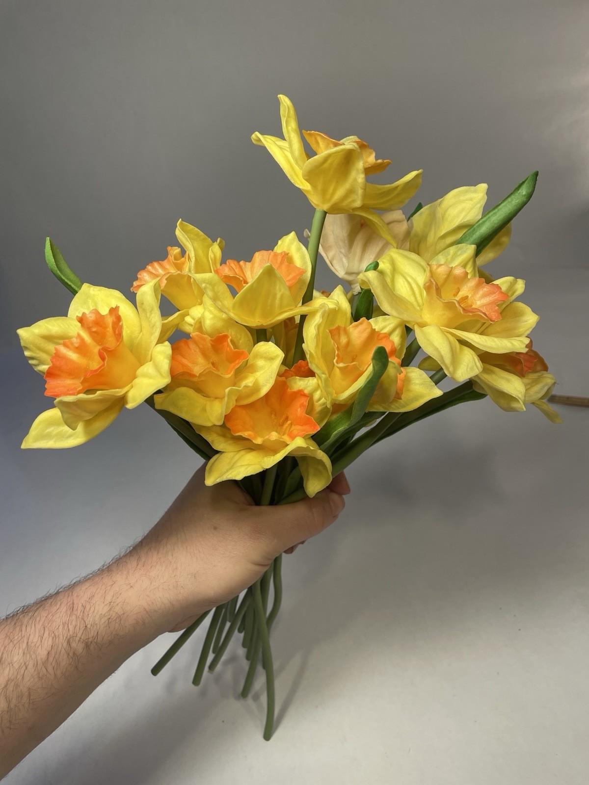 Yellow Artificial Daffodil Stems (Set of 16 Single Stems 12” Long)