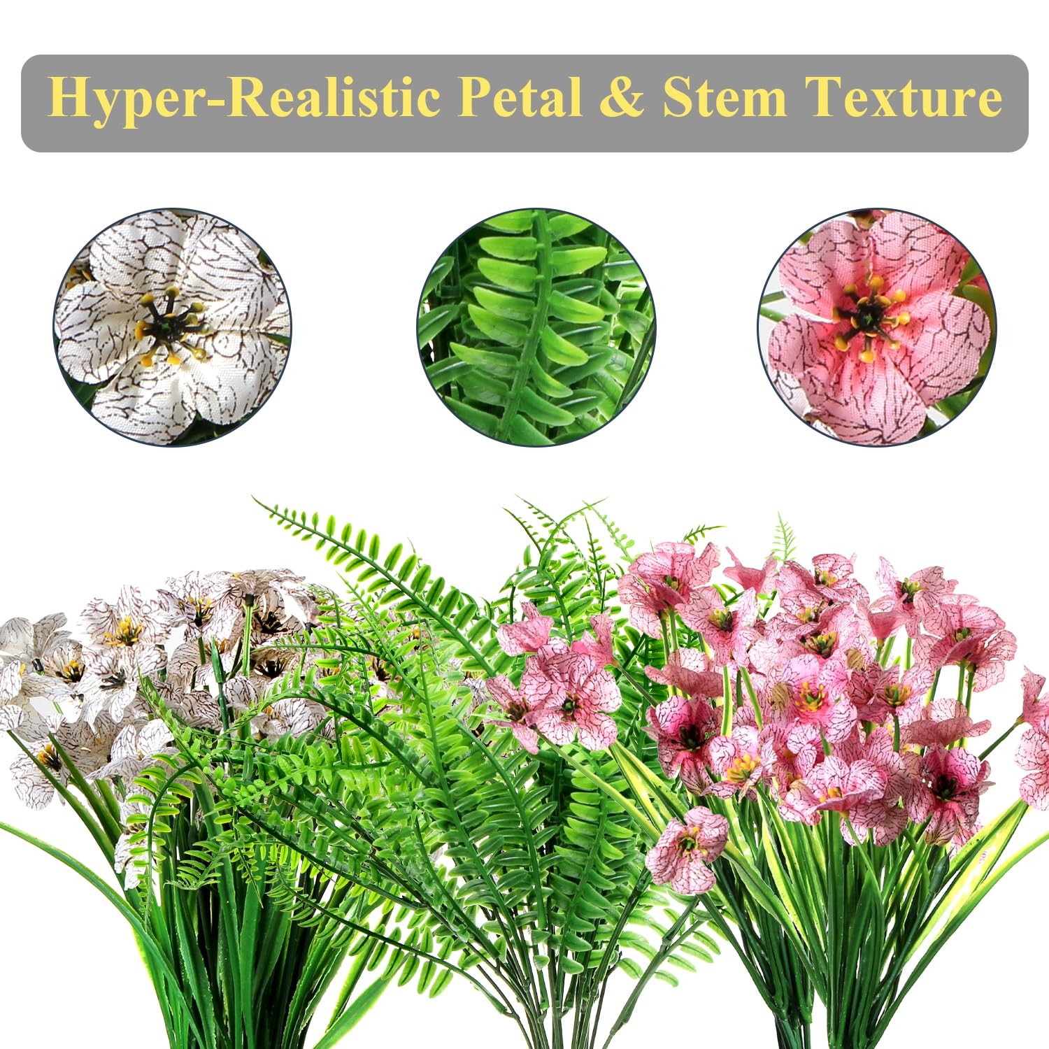 Artificial Flowers and Plant – 15 Bundles Fake Flowers for Indoor Outdoor Hom…