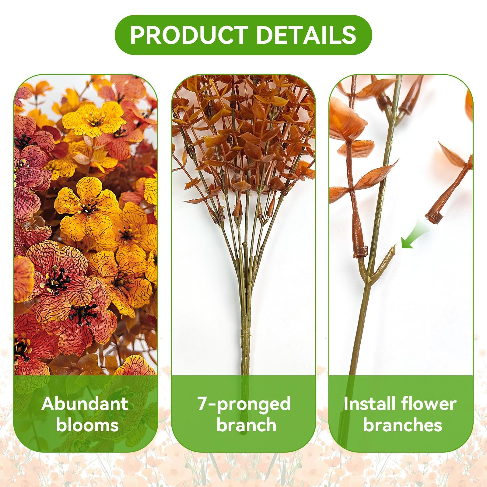 10 Bundles Artificial Flowers for Outdoors, UV Resistant Faux Plastic Plants …