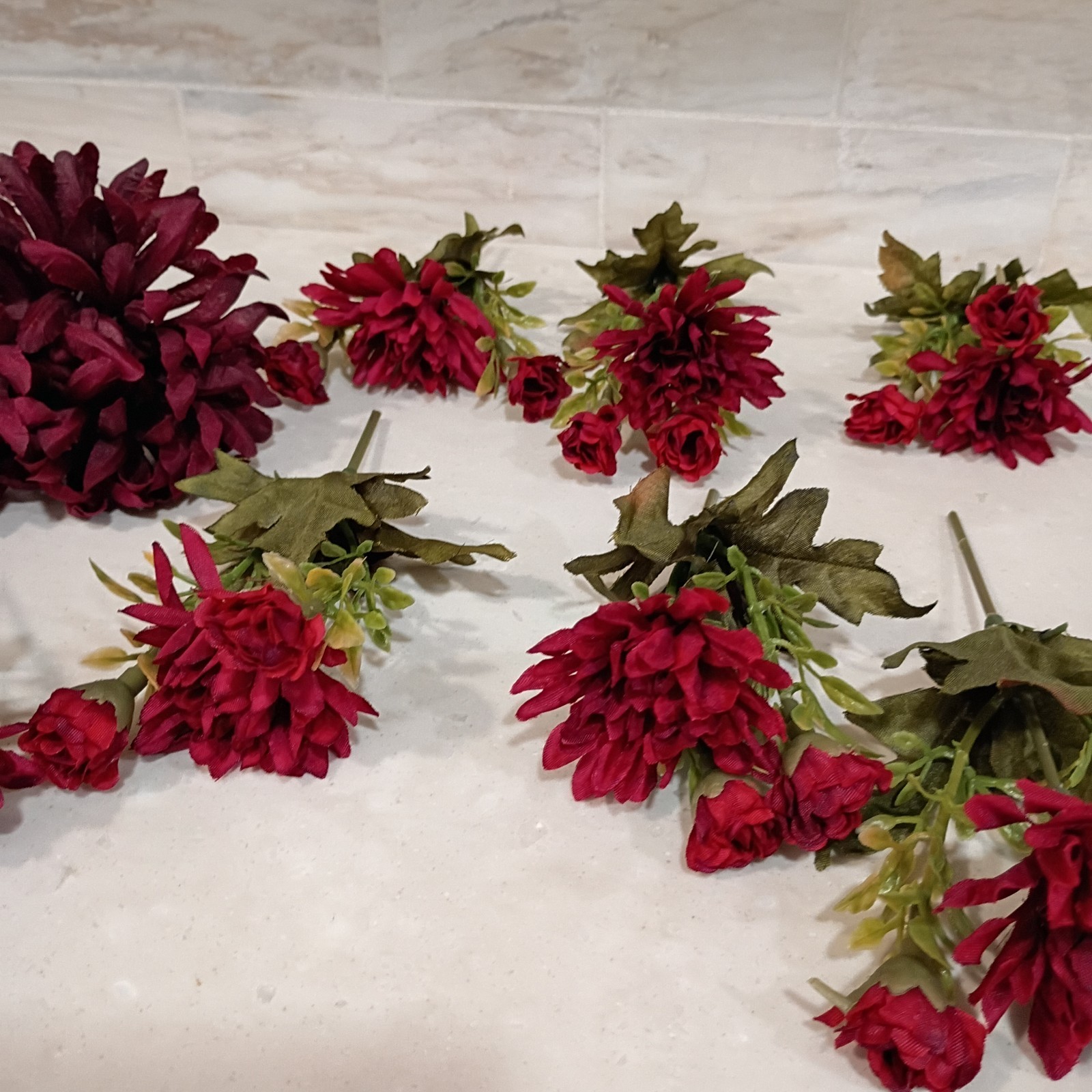 Dark Burgundy Flower Stems 16 Stems, 67 Artificial Flower Buds