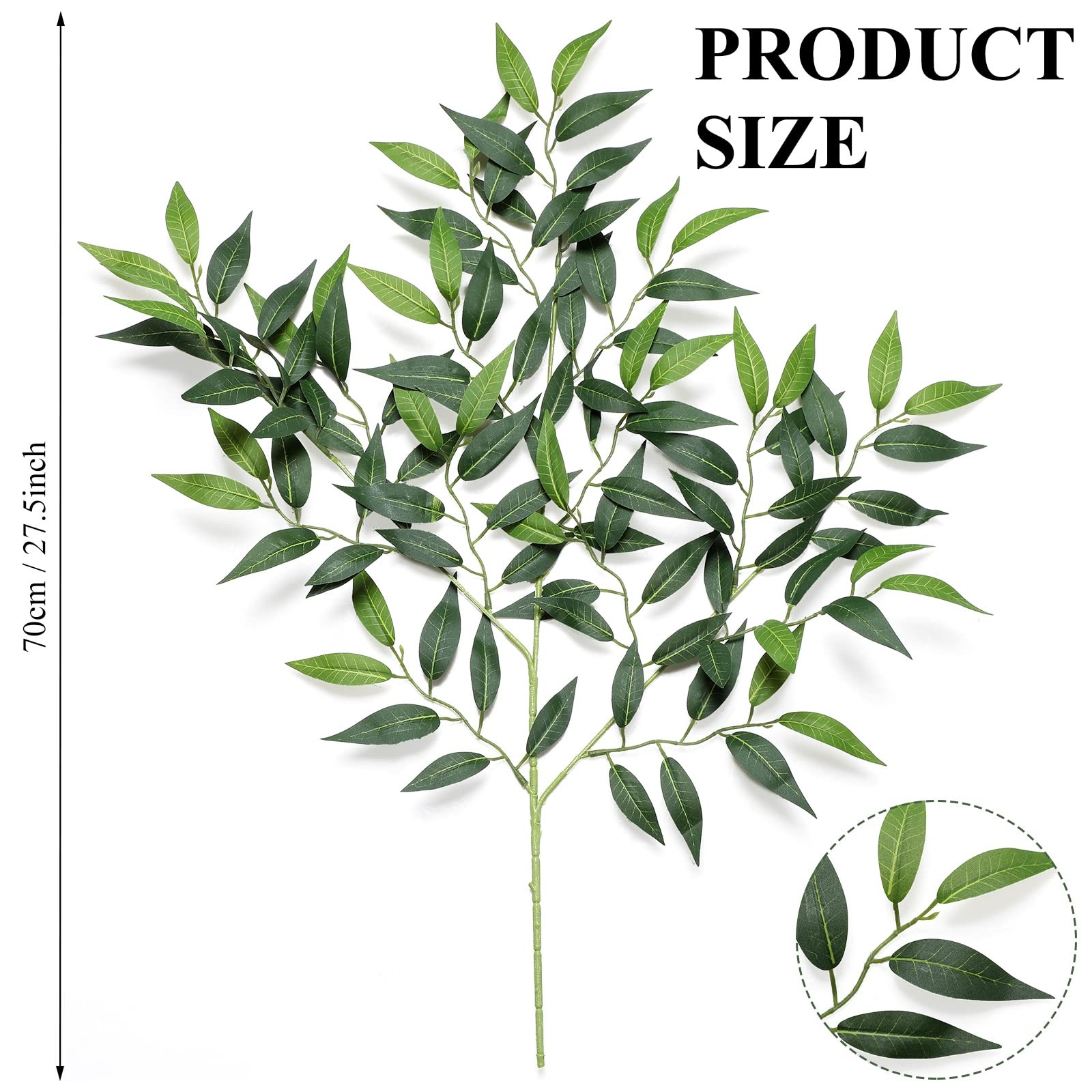 20 PCS 27.5 Inch Artificial Ruscus Greenery Fake Plants Faux Leaf Floral Spray