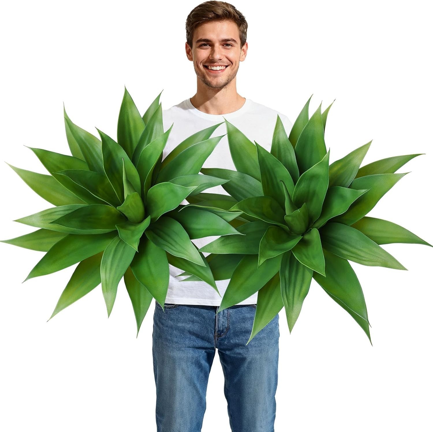 2 Pack Artificial Plants Fake Agave Succulent Plant 28 Inch Big Size Faux