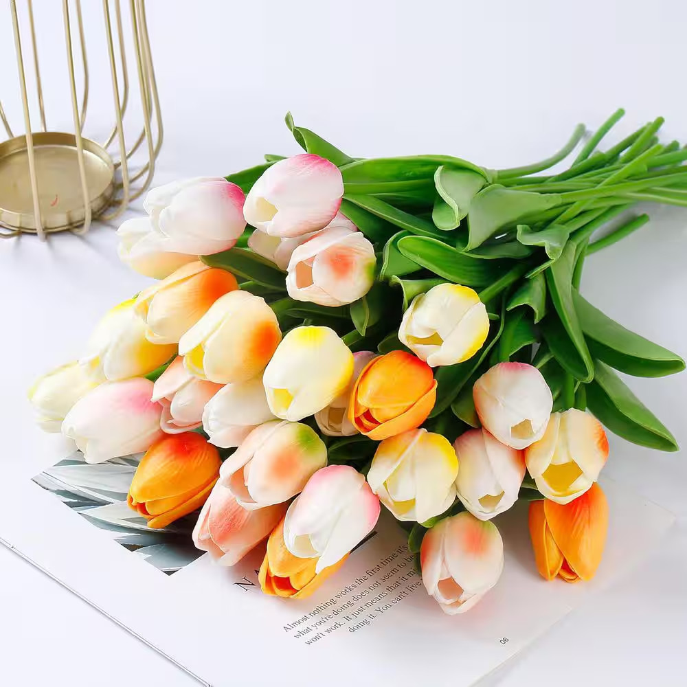 Multi Colors Artificial Tulips, 15-Pack