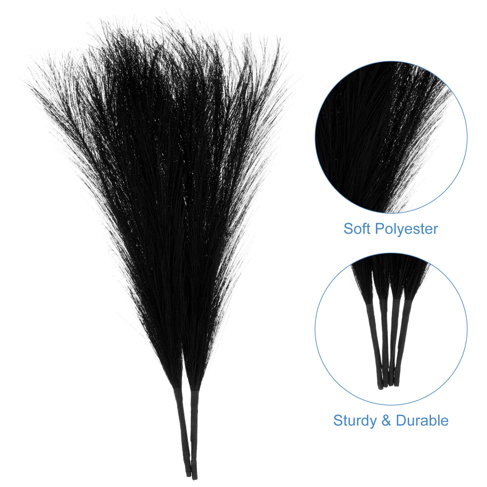 2pcs Faux Pampas Grass 17 Inch 10 Stem Artificial Grass for Decor, Black