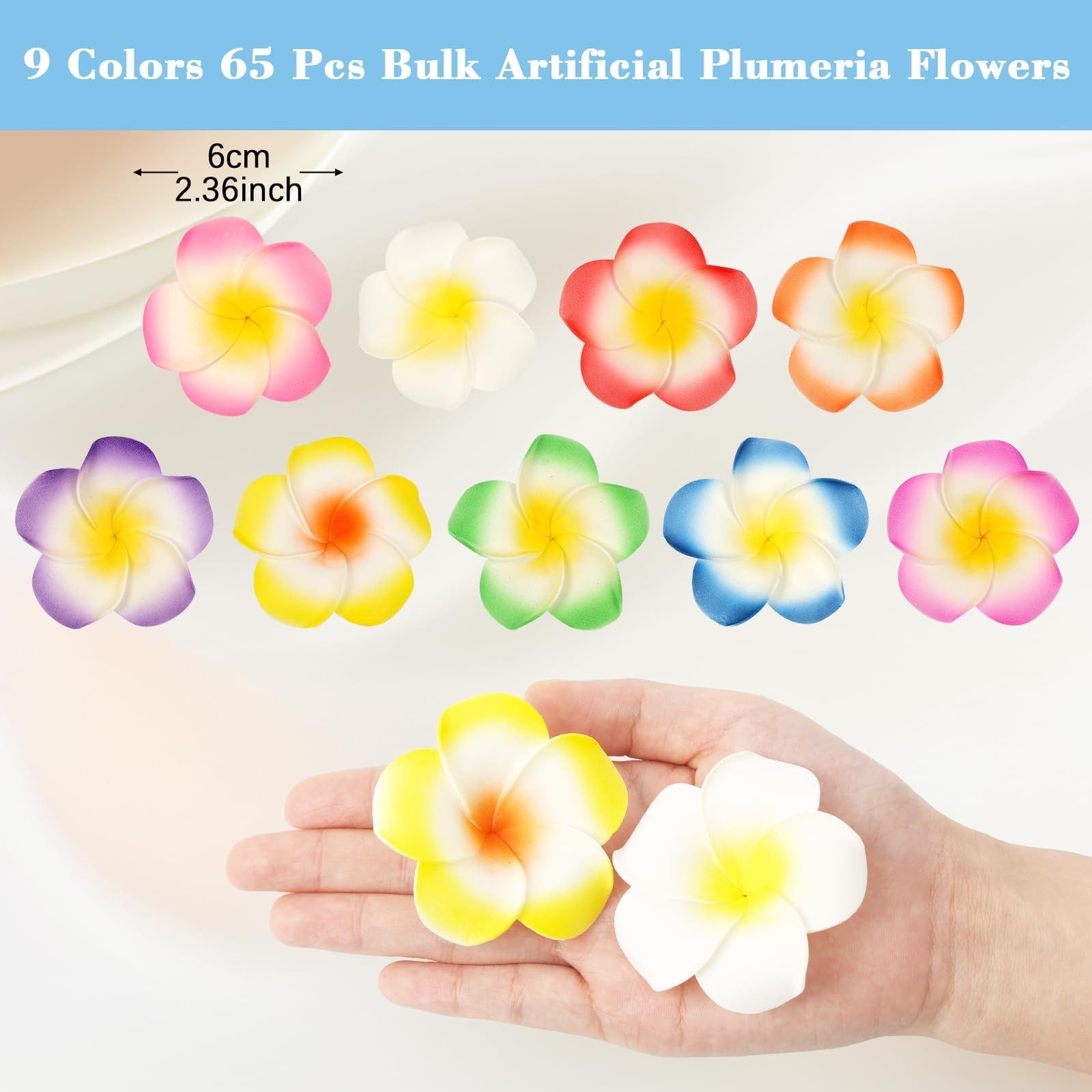 Artificial Plumeria Flowers Bulk 9 Colors Small Fake Flower Heads Foam Frangi…