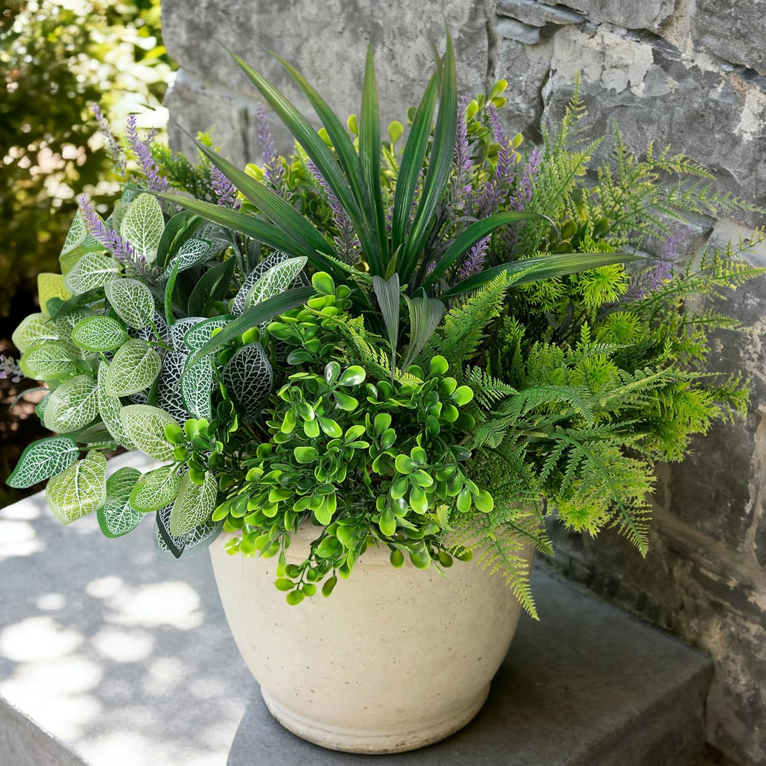 Hrobek Outdoor Faux Plants UV Resistant – 12 Bouquets Realistic Artificial Eucal