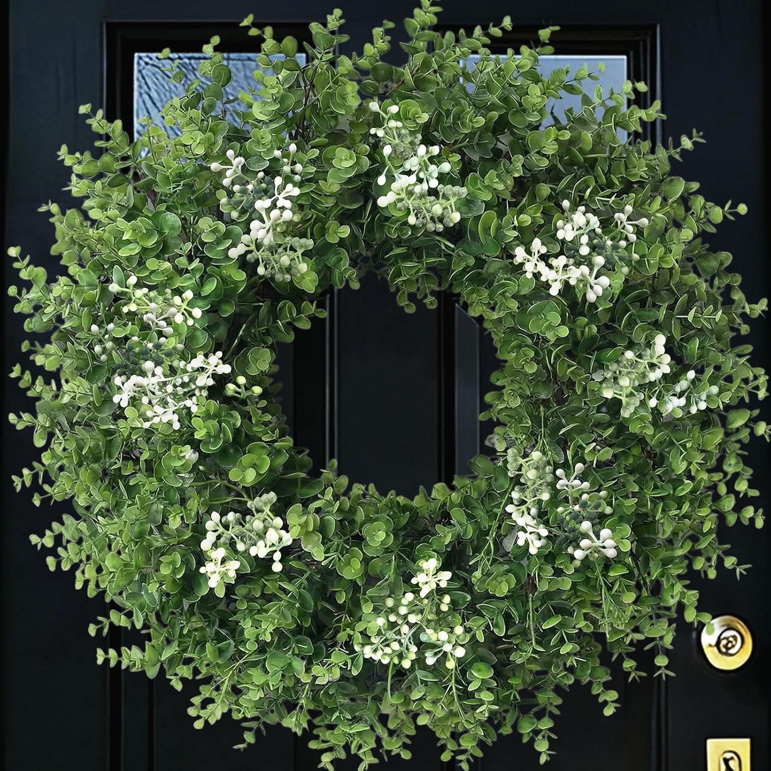 Large Green Boxwood Wreath for Front Door All Season Outdoor Indoor Home Decor