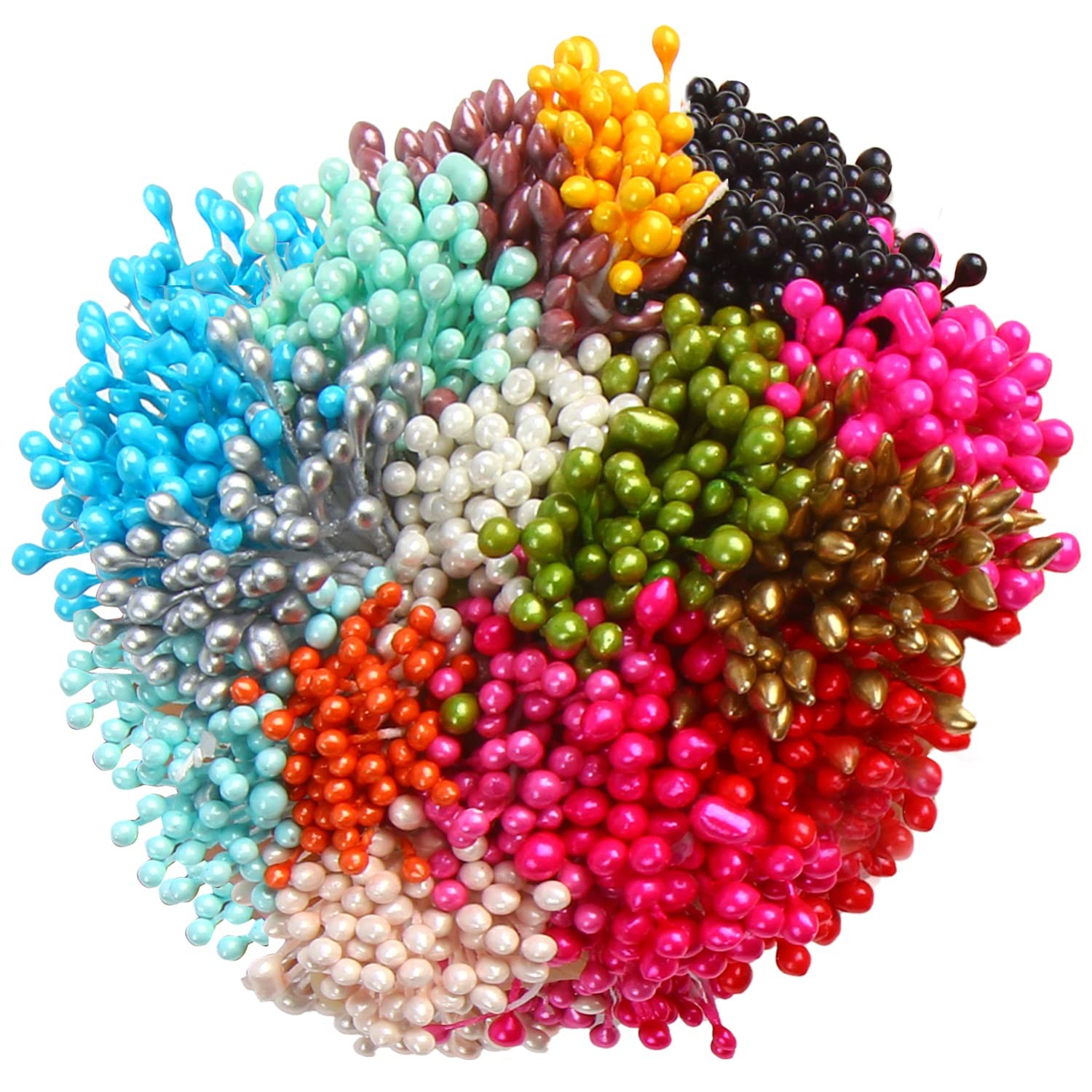 1360 Pcs 16 Colors 3mm Mixed Pearl Flower Stamens Craft Decoration Classic