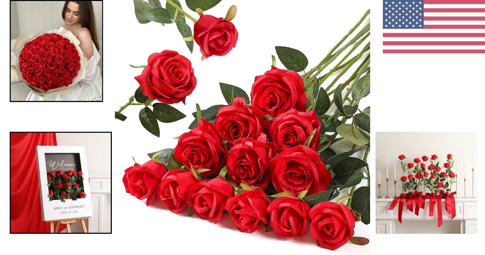 12PCS Artificial Red Roses – Perfect for DIY Wedding Centerpieces & Arrangements