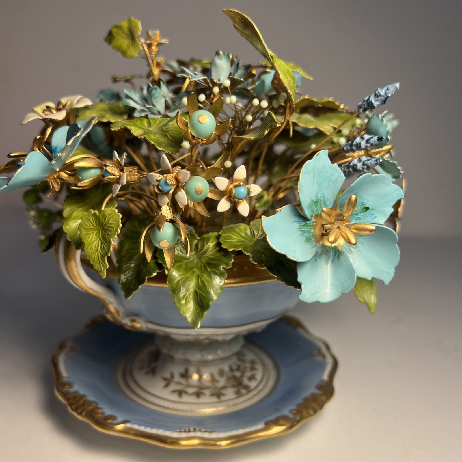 Jane Hutcheson for Gorham Blue Fleurs des Siecles 2 Handle Cache Pot EUC