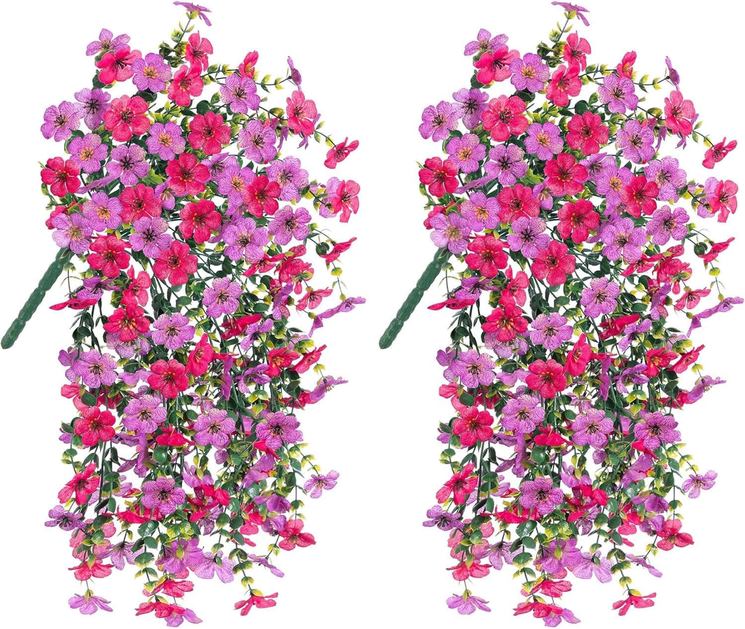 Outdoor Realistic Artificial Flower Decorations, Set of 2 in Purple and Pink
