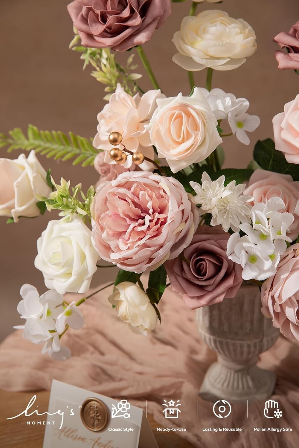 Silk Foam Roses Box, Greenery Stems, Wedding Bouquet Combo