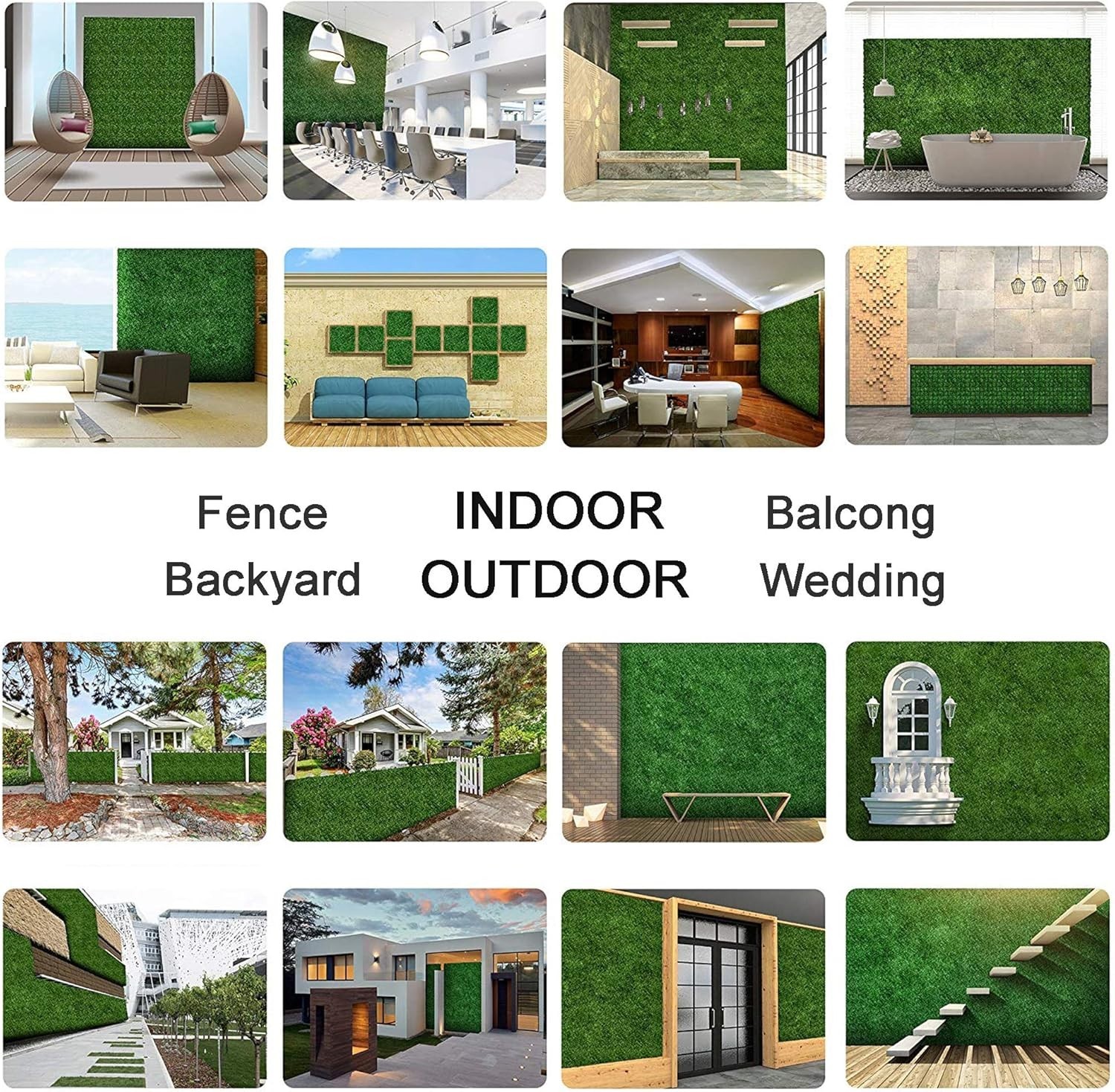 Sunnyglade 12 Pieces 20″x 20″ Artificial Green Wall