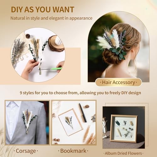 Bpole Dried Pampas Grass Bouquet – 92 Pcs 11-13 inch Pampas 92 Pcs Pampas Grass
