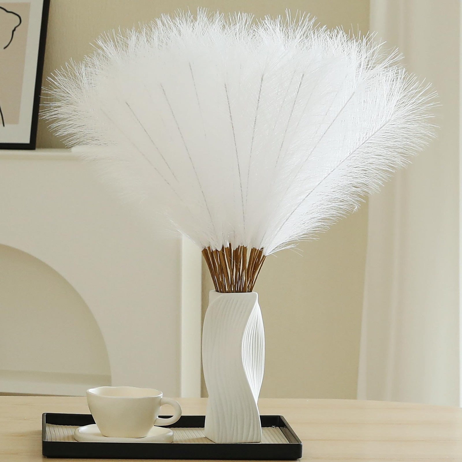 30 PCS 24 Inch White Faux Pampas Grass Decor Tall Artificial Plant Wedding