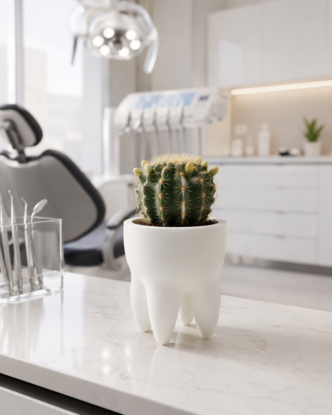 Tooth Shaped Holder Dental Office Decor Candy Bowl Pen Cup Planter 3D Printed