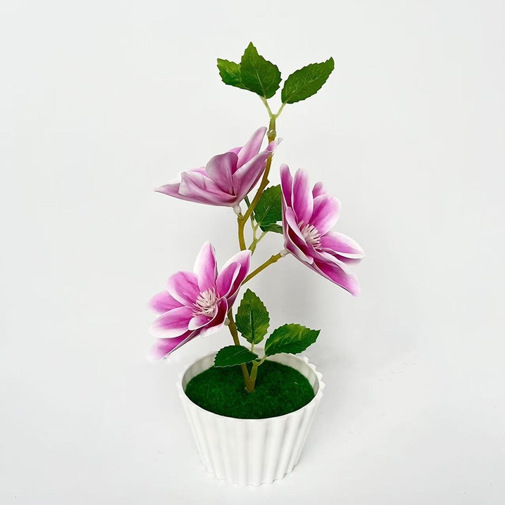 Artificial Magnolia Flowers 23cm for Cake Cup Decoration White Pink Purple