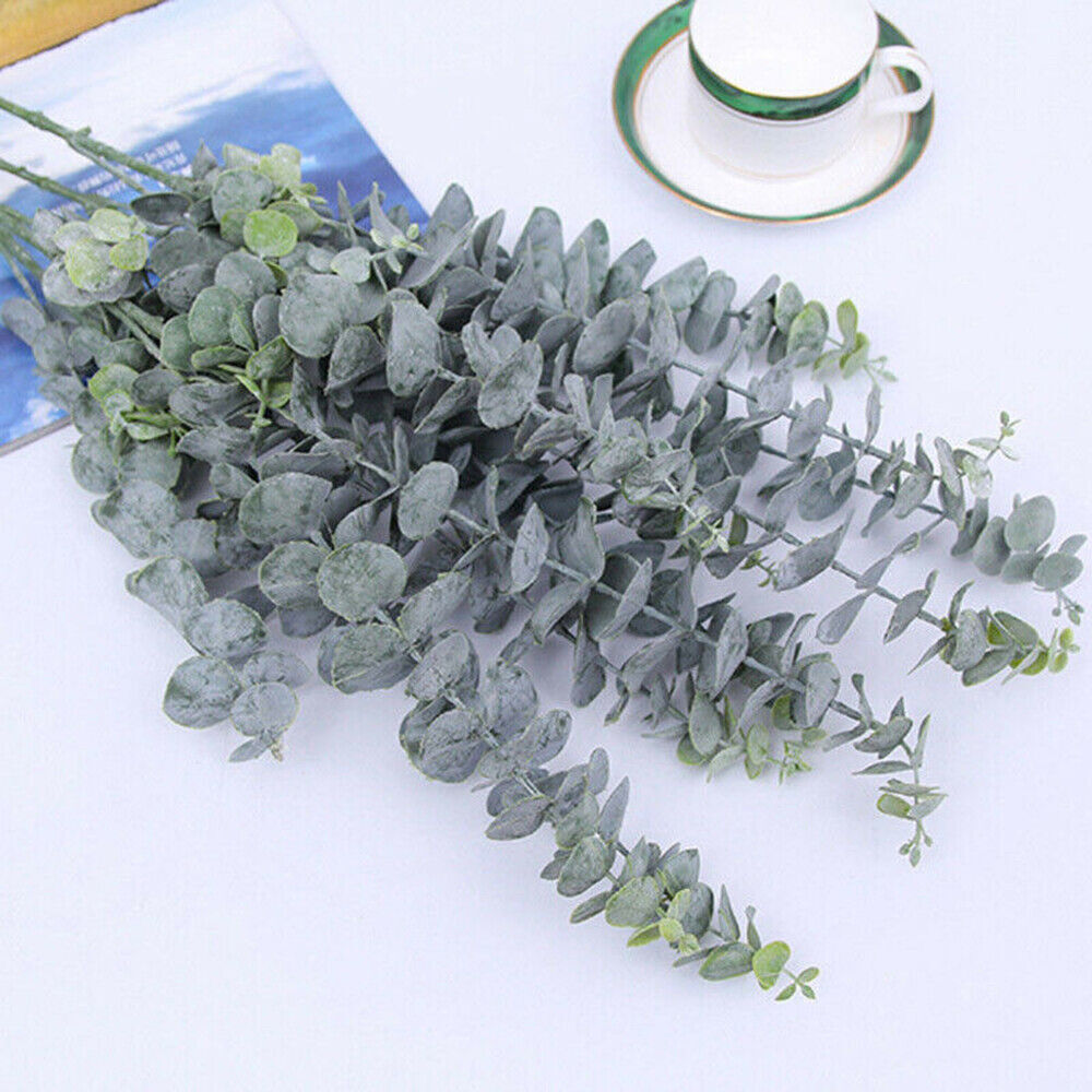 Faux Eucalyptus Leaves Stems, Artificial Greenery for Wedding & Home Decor